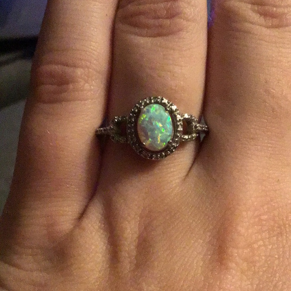Silver opal ring size 8